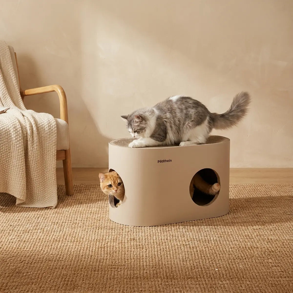 Safari Lodge cat cave with scratching board 